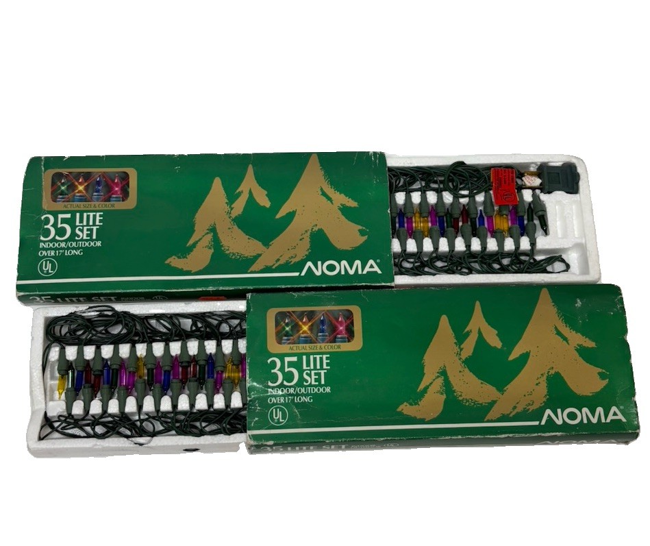 Vintage Set Of 2 Noma Deluxe 35 Indoor Mini Lites Christmas Lights Works W/ Box Vintage Set Of 2 Noma Deluxe 35 Indoor Mini Lites Christmas Lights Works W/ Box