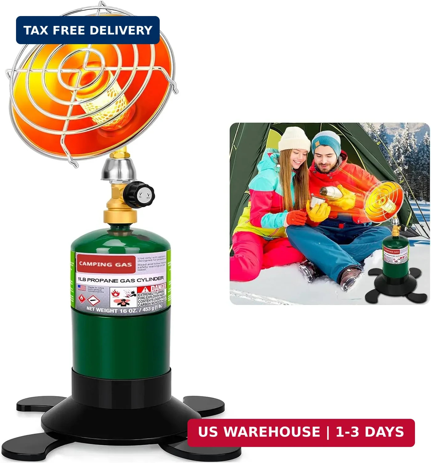 Portable Propane Heater for Camping, Outdoor Small Space Patio Heater with Contr Portable Propane Heater for Camping, Outdoor Small Space Patio Heater with Contr