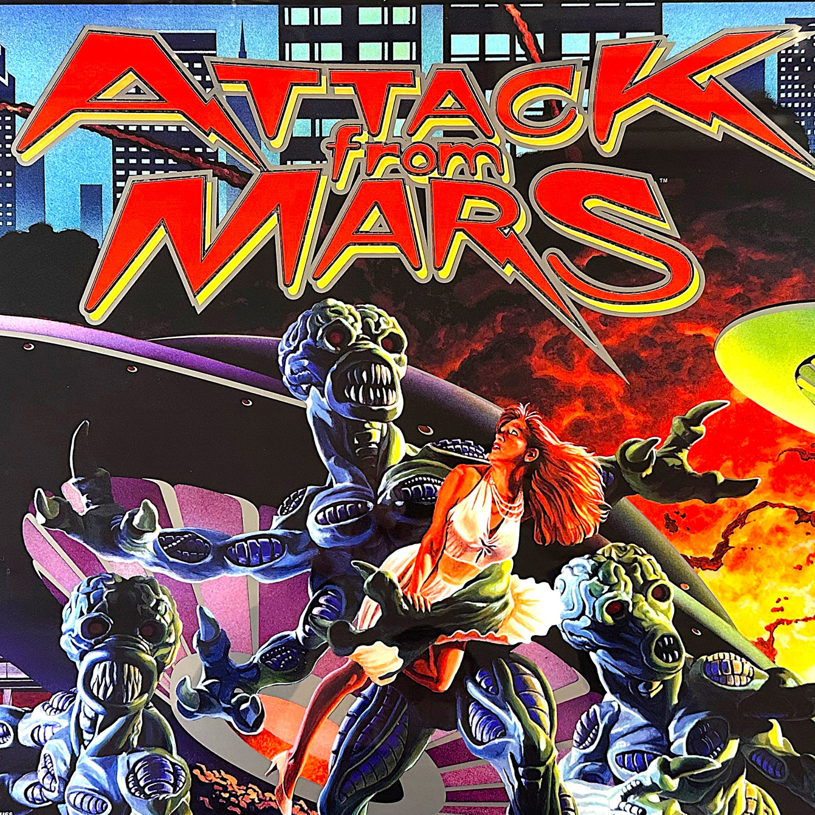 Bally Attack from Mars Pinball Machine Game Backglass MIRRORED ALTERNATE NEW