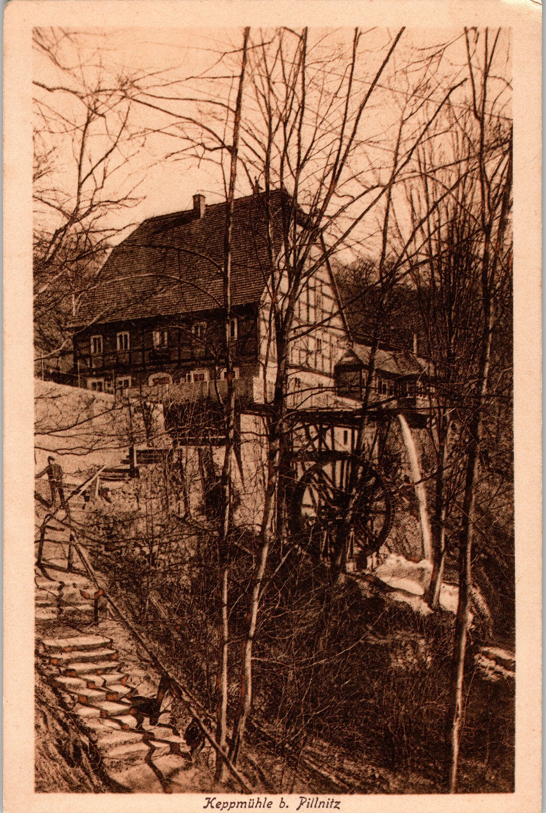 Postcard Dresden Hosterwitz, Kepp mill, water mill