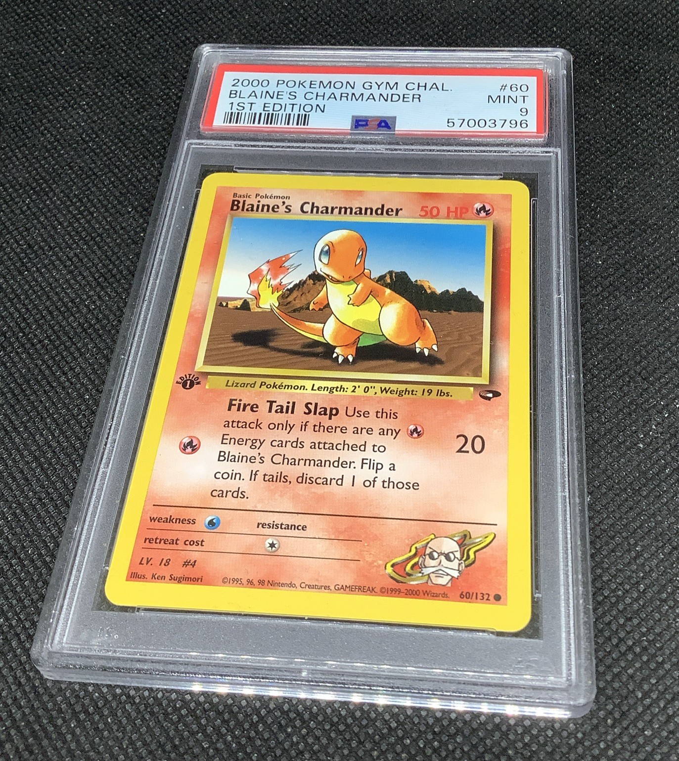 PSA 9 First Edition Blaine\'s Charmander 60 Gym Challenge Pokémon Card TCG MINT