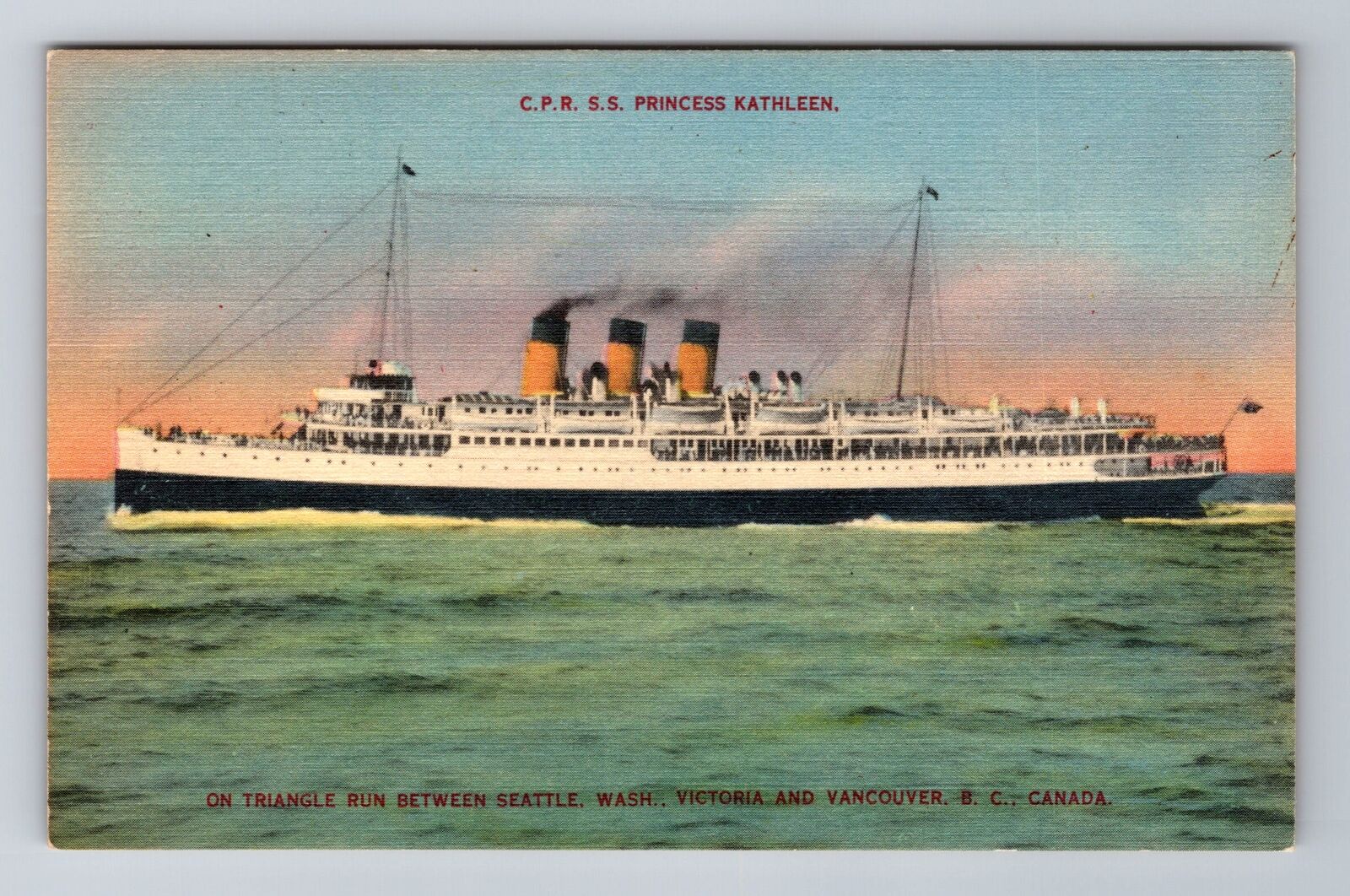 CPR SS Princess Kathleen, Ship, Transportation, Antique, Vintage Postcard