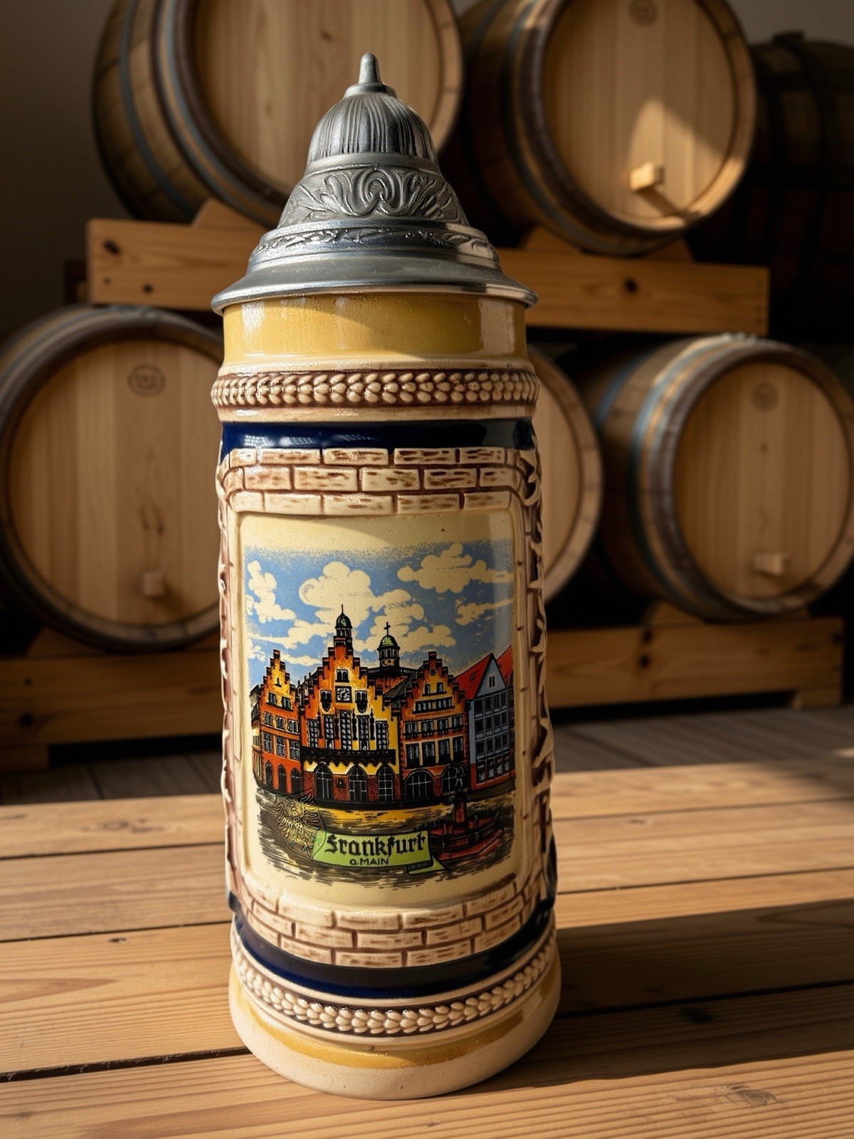 Vintage Original Gerz West Germany Beer Stein Frankfurt Main Römer Souvenir 0.5L