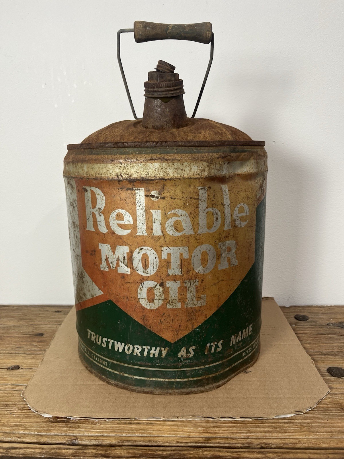 Vintage Reliable Motor Oil 5 Gallon Can Vintage Reliable Motor Oil 5 Gallon Can