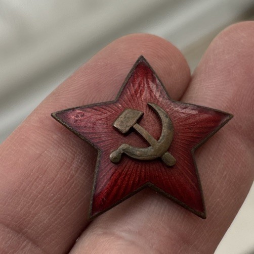 Rare Original 1930s USSR Soviet Enamel Red Star Hat Badge Russia Rare Original 1930s USSR Soviet Enamel Red Star Hat Badge Russia