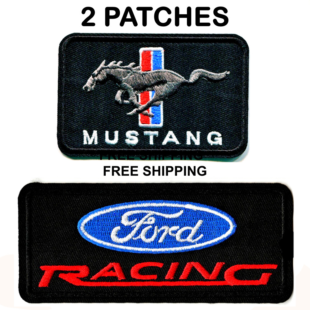 Ford Mustang Motor Car Automotive Patch Embroidered Iron-On Sew-On Set of 2 Ford Mustang Motor Car Automotive Patch Embroidered Iron-On Sew-On Set of 2