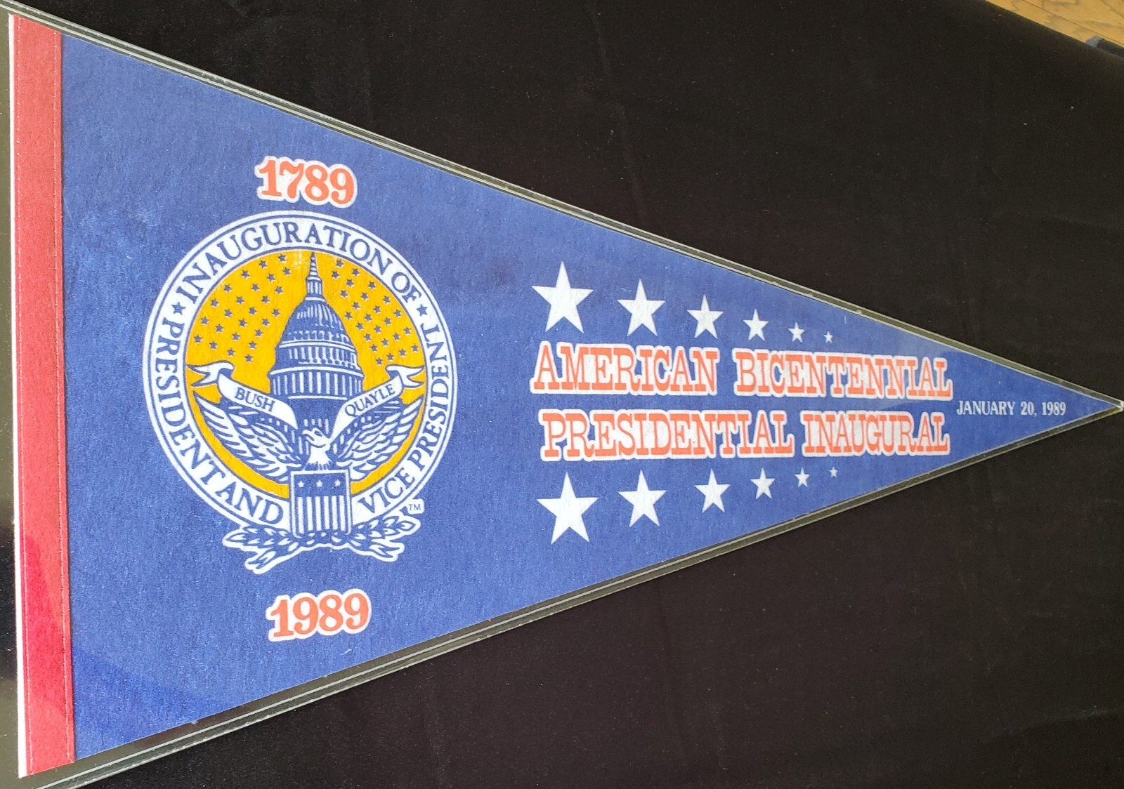 1989 US President George H.W. Bush VP Quayle Bicentennial Inauguration Pennant