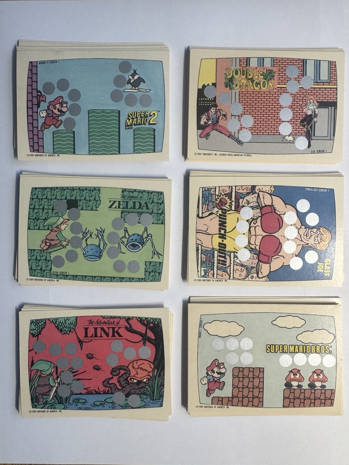 1989 Topps Nintendo Scratch-Off Game Cards Complete 60 Card Set Mario Zelda Link 1989 Topps Nintendo Scratch-Off Game Cards Complete 60 Card Set Mario Zelda Link