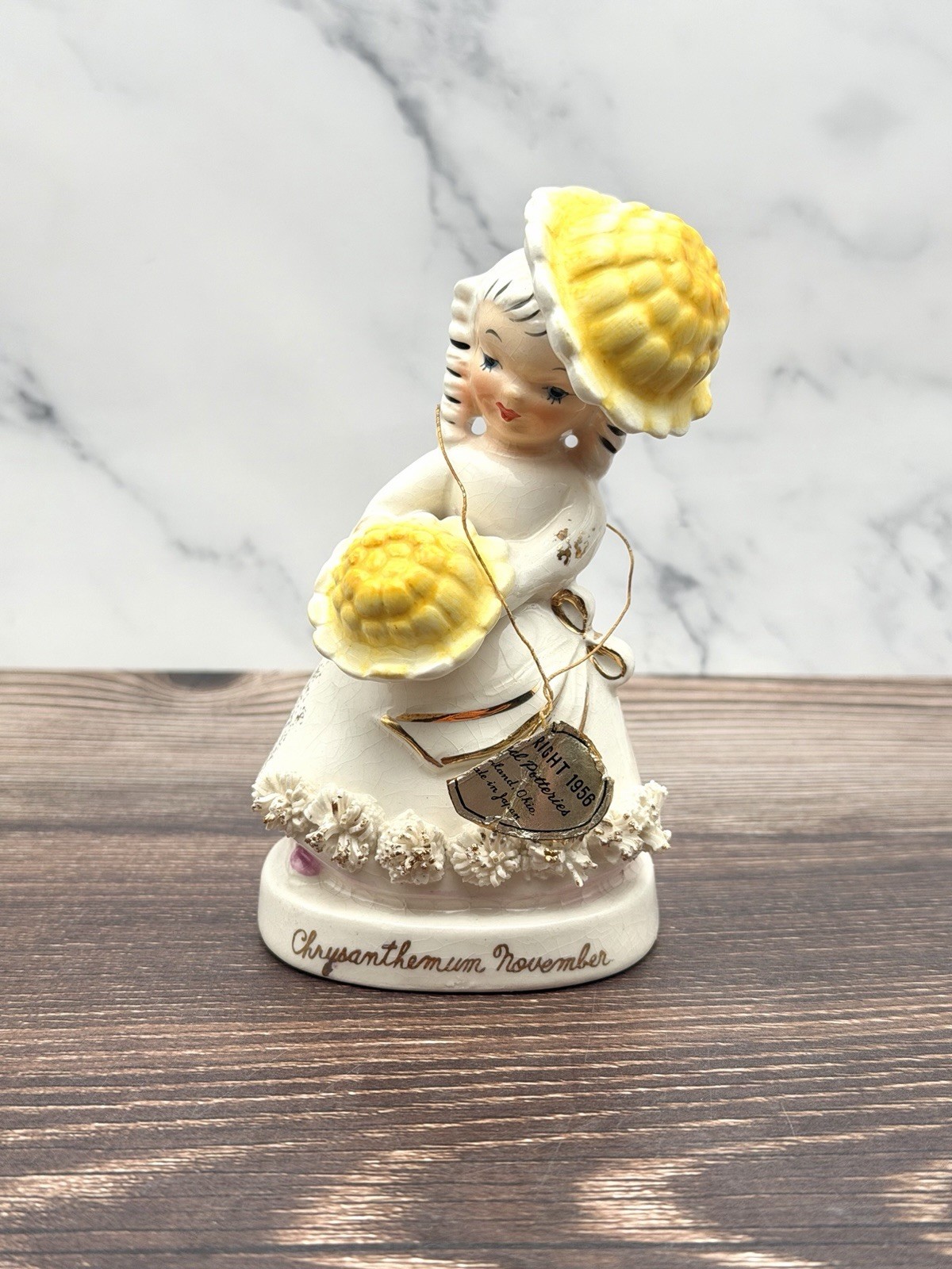 Vintage Napco Miss Chrysanthemum Flower Of The Month Girl Japan 1956 Partial Tag Vintage Napco Miss Chrysanthemum Flower Of The Month Girl Japan 1956 Partial Tag