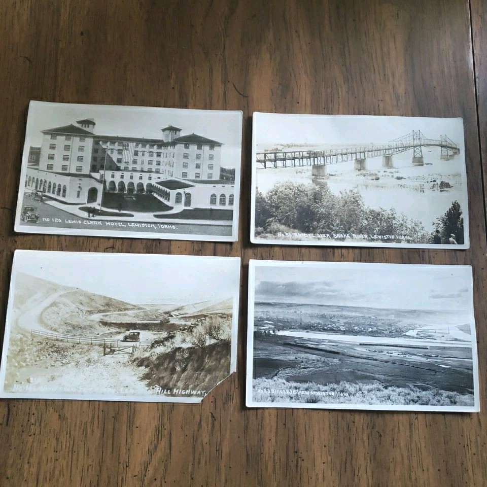 Lot Of 4 Lewiston-Clarkston Bridge, Hotel, Hill, View Idaho RPPC Photo Postcard Lot Of 4 Lewiston-Clarkston Bridge, Hotel, Hill, View Idaho RPPC Photo Postcard