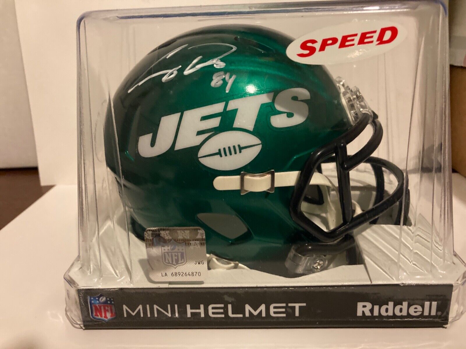 Corey Davis signed mini helmet New York Jets Speed BAS WK62628
