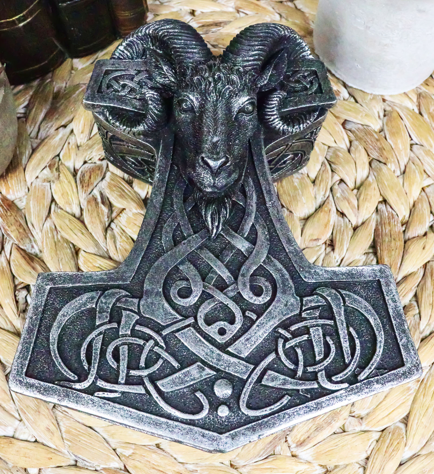 Viking Ram Skull Thor Hammer Mjolnir With Runes Knotwork Decorative Jewelry Box Viking Ram Skull Thor Hammer Mjolnir With Runes Knotwork Decorative Jewelry Box