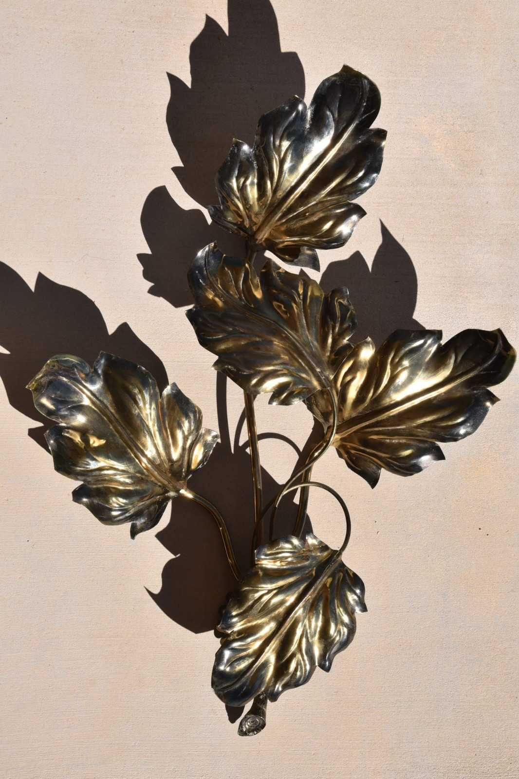 Vintage Large Brass Leaf Branch Light Hans Kogl Metal Lamp MCM Hollywood Regency