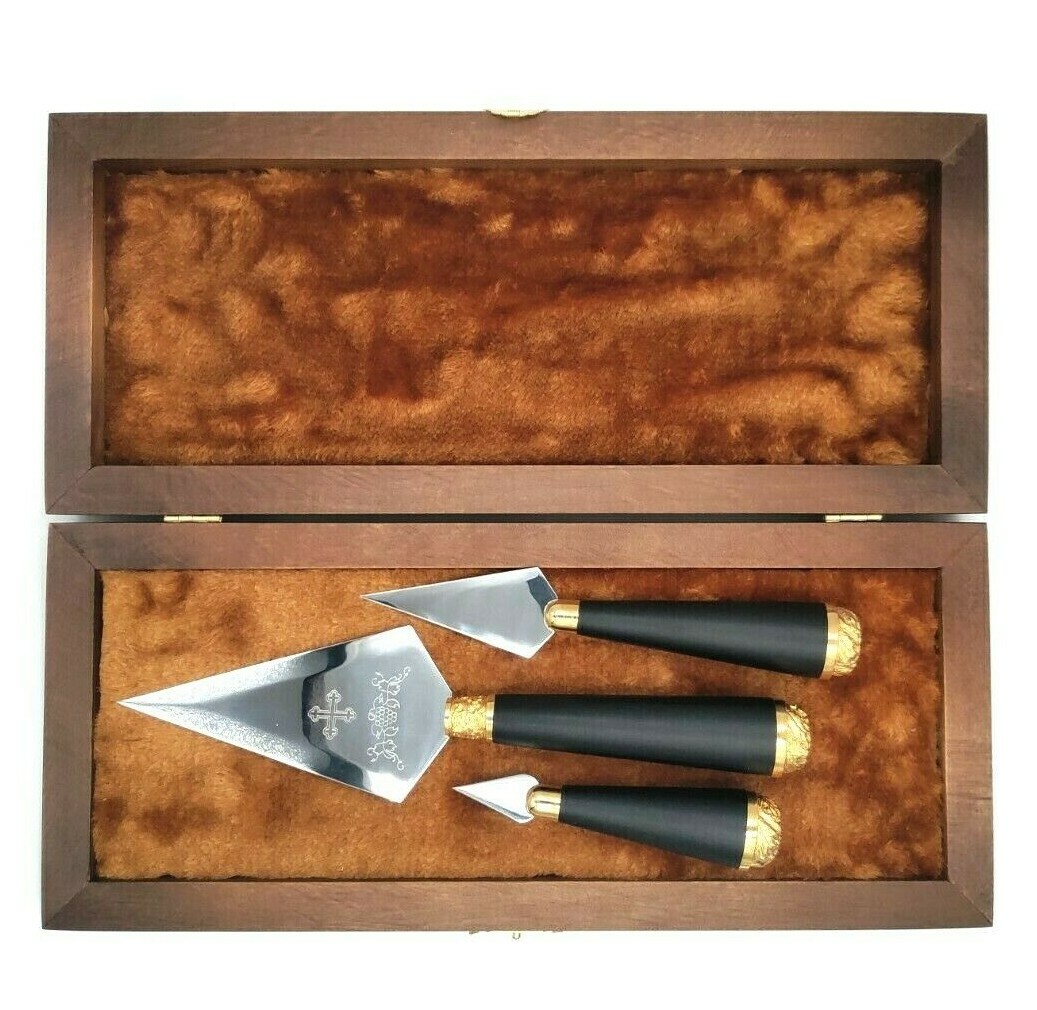 3 pcs Set Orthodox Church Altar Lance Proskomedia Liturgy Sharp Spears with Box
