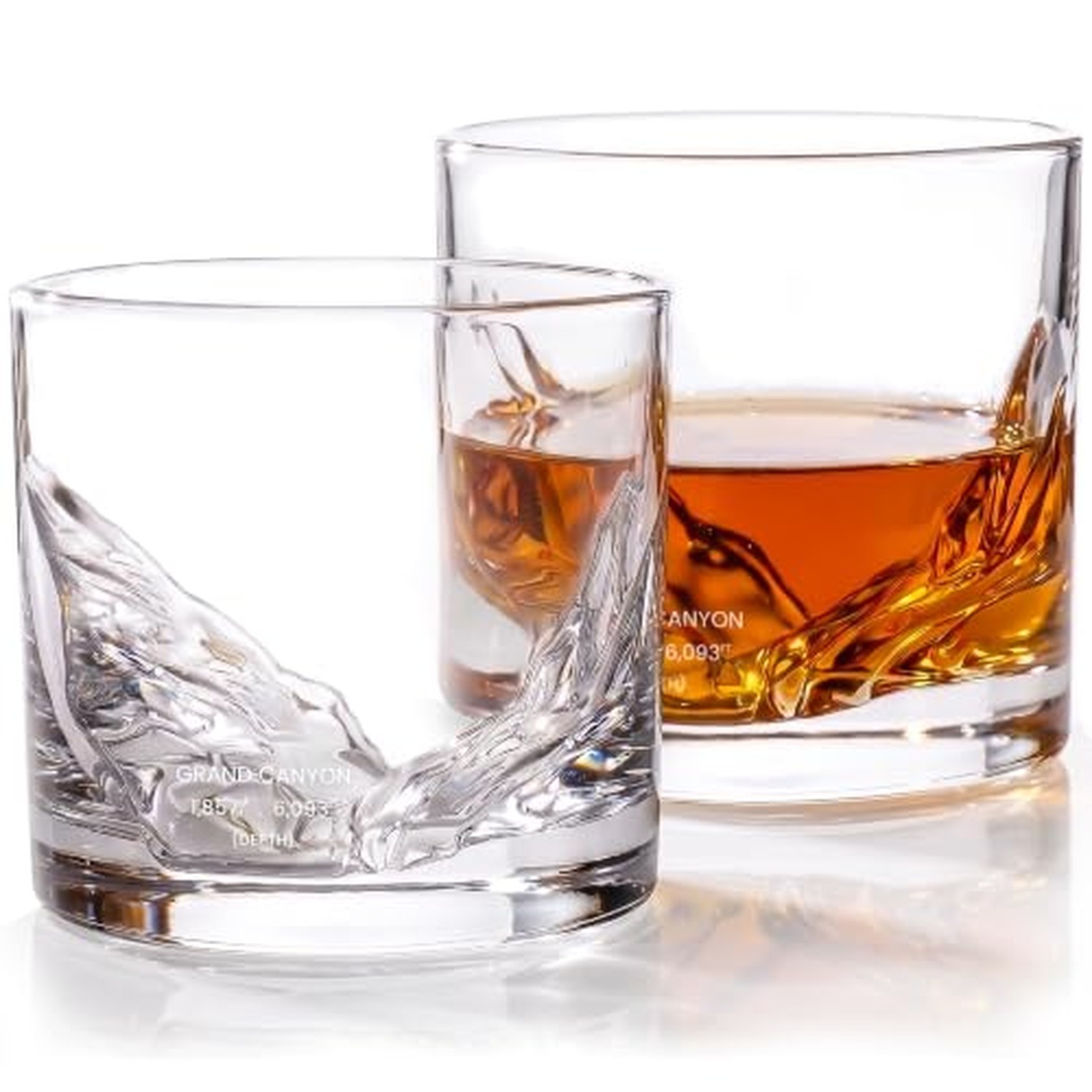LIITON Grand Canyon Old Fashioned Whiskey Glasses, Set of 2, Mens Gift
