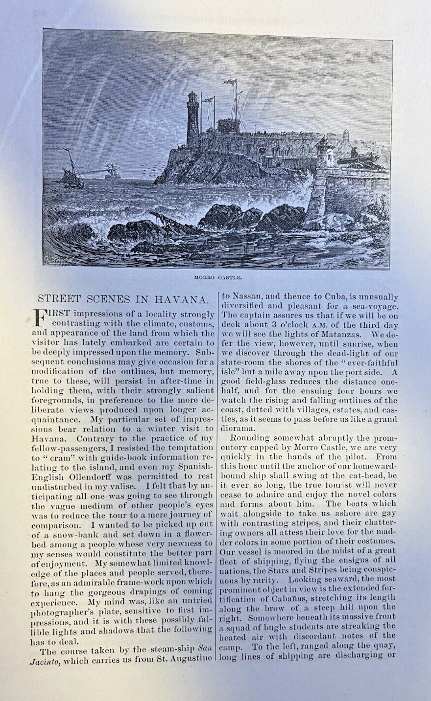 1879 Street Scenes in Havana Cuba Morro Castle Market Place illustrated 1879 Street Scenes in Havana Cuba Morro Castle Market Place illustrated