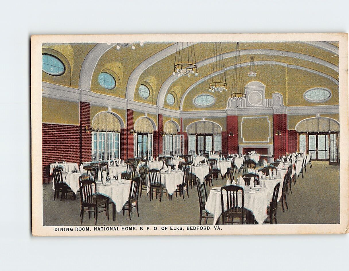 Postcard Dining Room, National Home, B.P. O. Of Elks, Bedford, Virginia