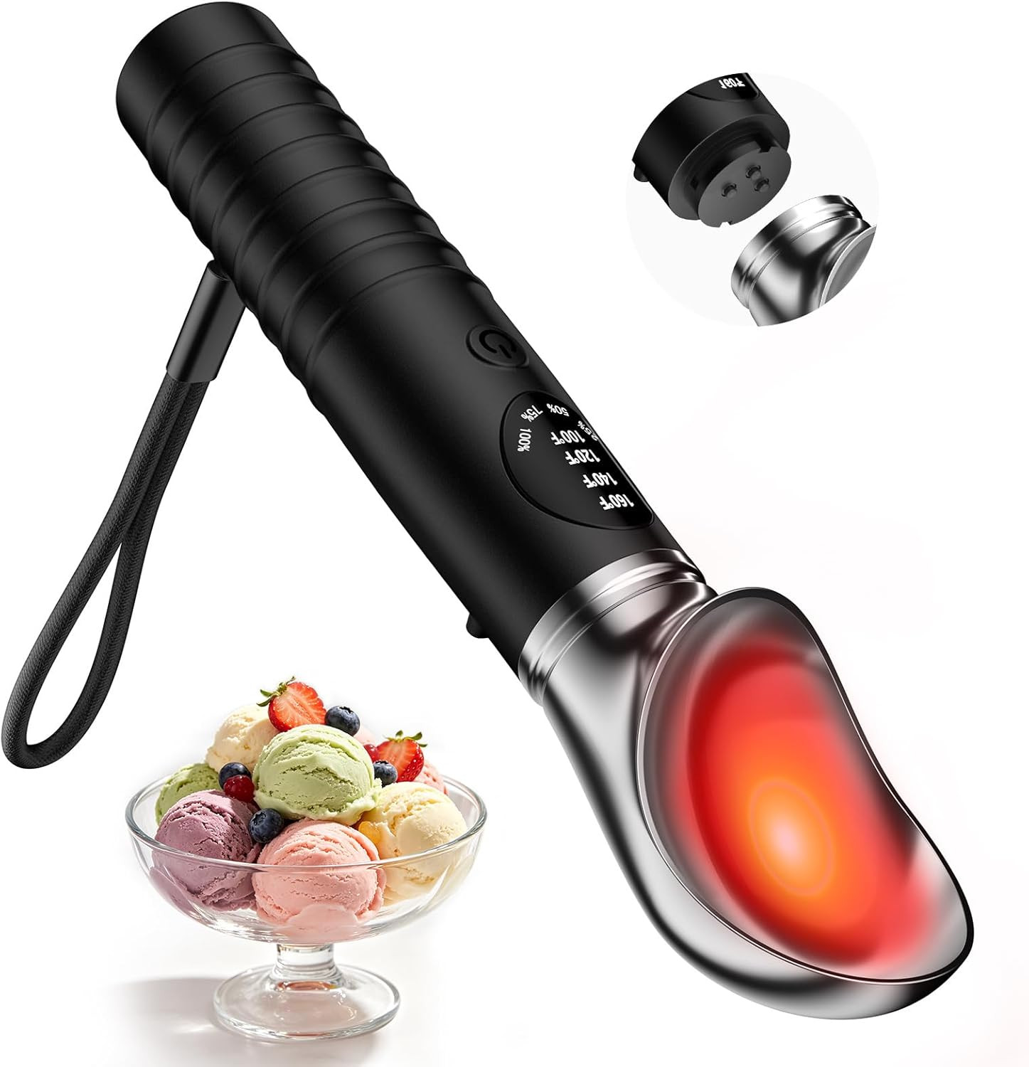Heated Ice Cream Scoop, Heated Ice Cream Scoop with 4-Speed, Rechargeable Warmin Heated Ice Cream Scoop, Heated Ice Cream Scoop with 4-Speed, Rechargeable Warmin