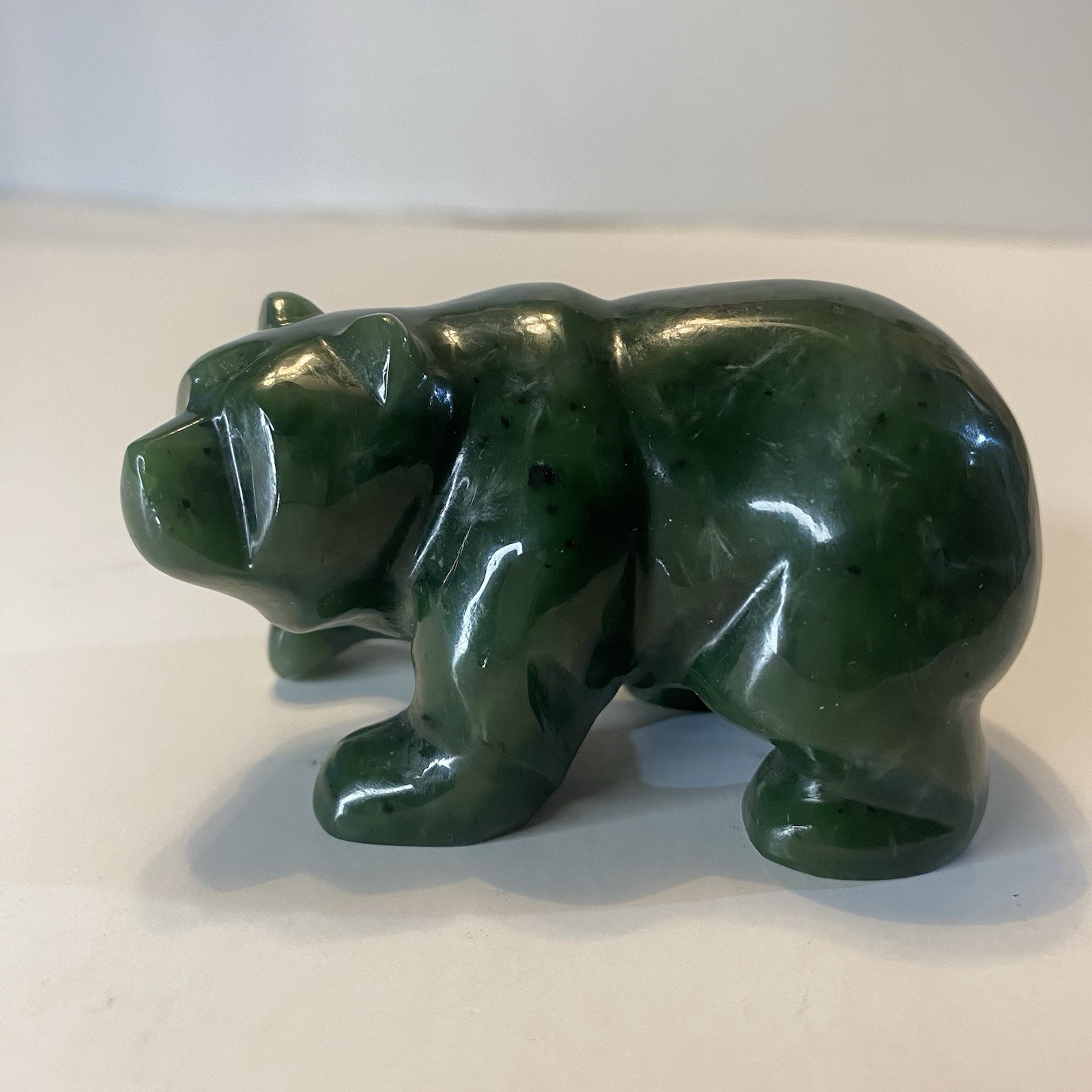 Canadian Nephrite Jade Walking Bear Figurine 3 Canadian Nephrite Jade Walking Bear Figurine 3