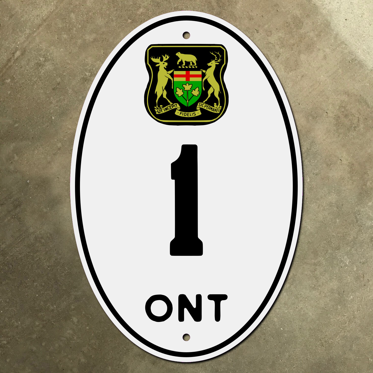 Ontario northern development highway 1 route marker road sign Canada crest 1932 Ontario northern development highway 1 route marker road sign Canada crest 1932