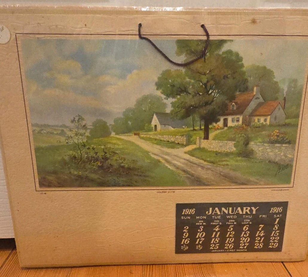 Antique 1916 Hayes Litho Calendar Golden Glow DeVoe Buffalo NY Original Antique 1916 Hayes Litho Calendar Golden Glow DeVoe Buffalo NY Original
