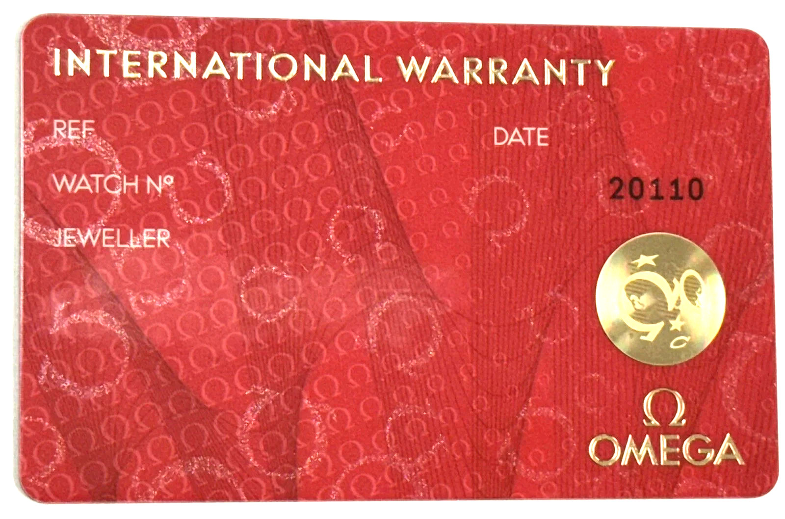 Omega Blank Empty Warranty Certificate Guarantee International OEM Authentic