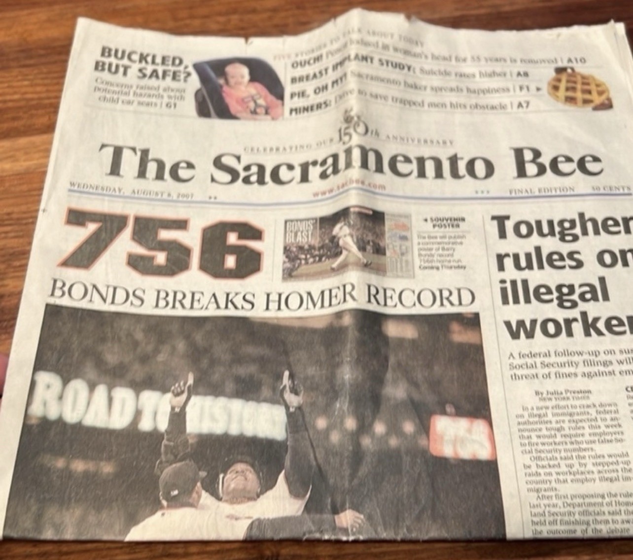 Barry Bonds 756 - Sacramento Bee - 2007
