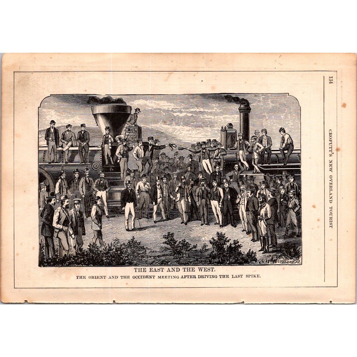 The Orient & the Occident Meeting After Driving Last Spike 1879 Engraving SAI1-4 The Orient & the Occident Meeting After Driving Last Spike 1879 Engraving SAI1-4
