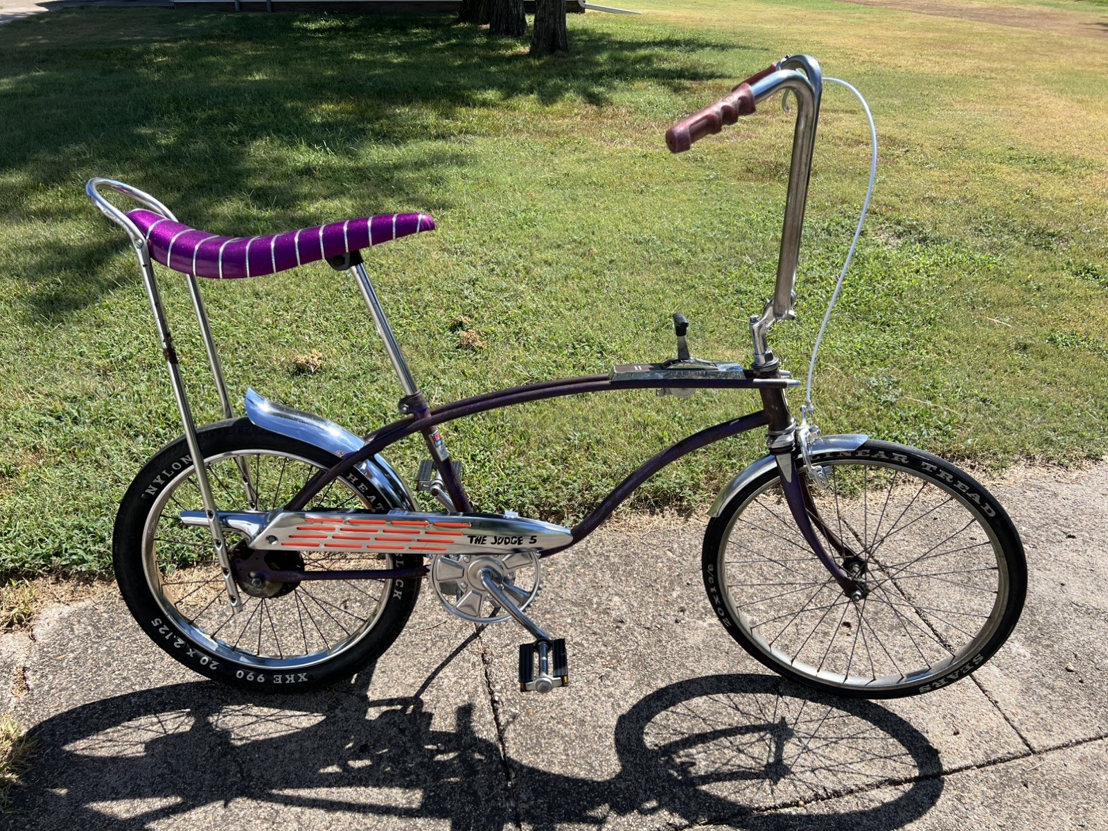 HUFFY THE JUDGE 5 Rail muscle bike banana seat Hot Grape RARE Stick Shift HUFFY THE JUDGE 5 Rail muscle bike banana seat Hot Grape RARE Stick Shift