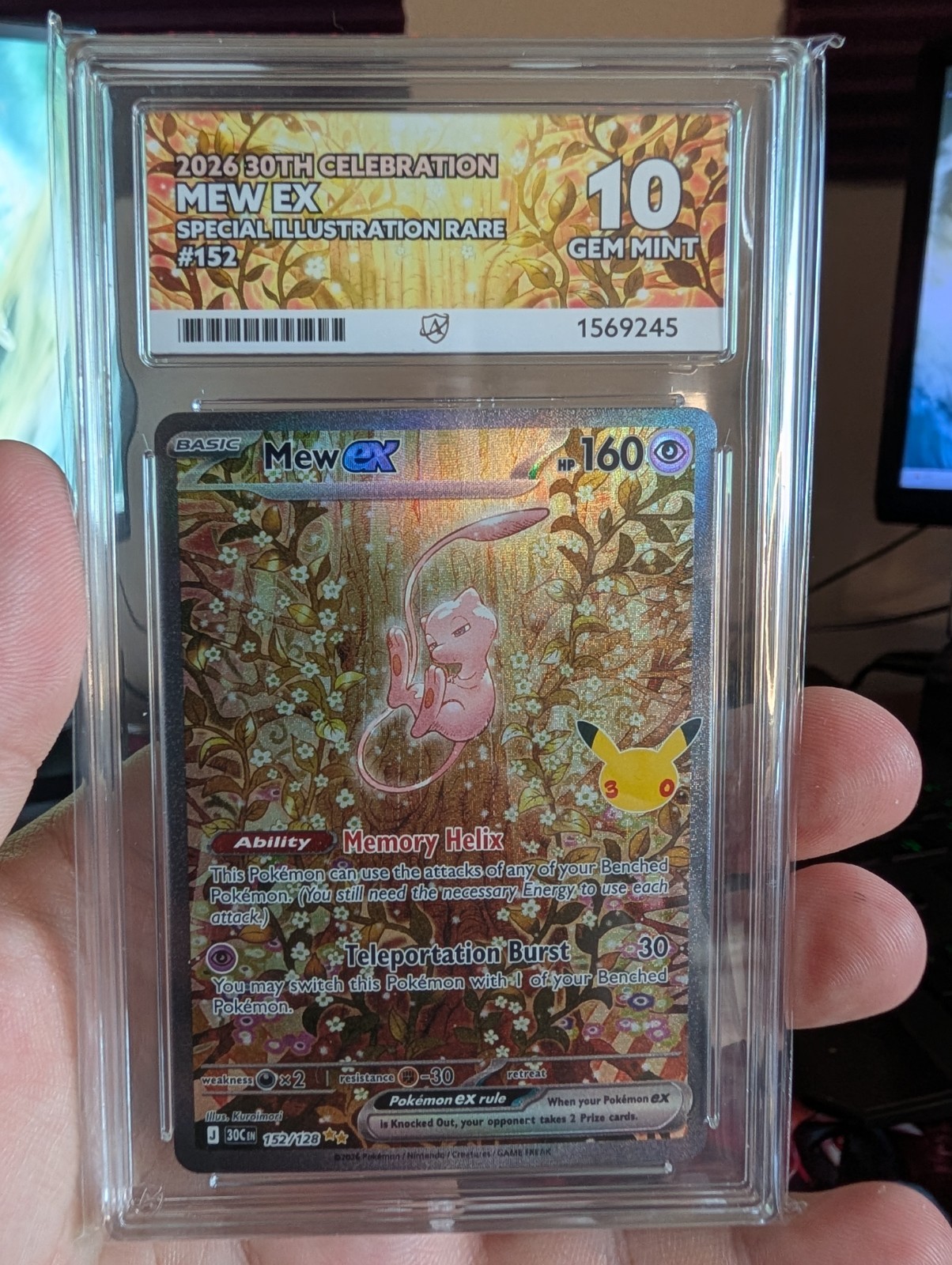 Pokémon TCG Mew Ex SIR 152/128 30TH Anniversary ACE 10 PERFECT SUBGRADES Pokémon TCG Mew Ex SIR 152/128 30TH Anniversary ACE 10 PERFECT SUBGRADES