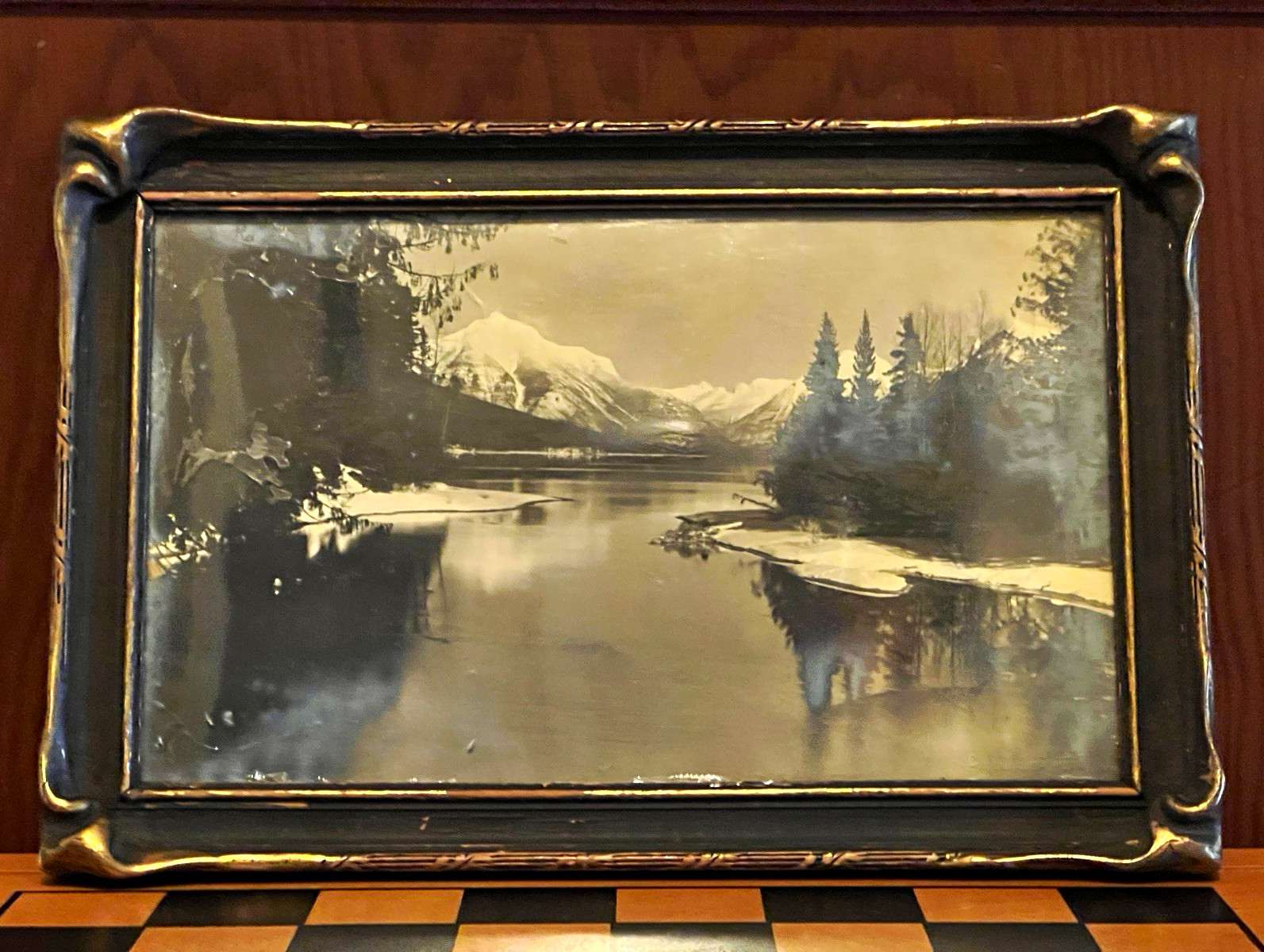 Antique R.E. Marble Framed Photo Lake McDonald Glacier National Park Vtg Montana Antique R.E. Marble Framed Photo Lake McDonald Glacier National Park Vtg Montana