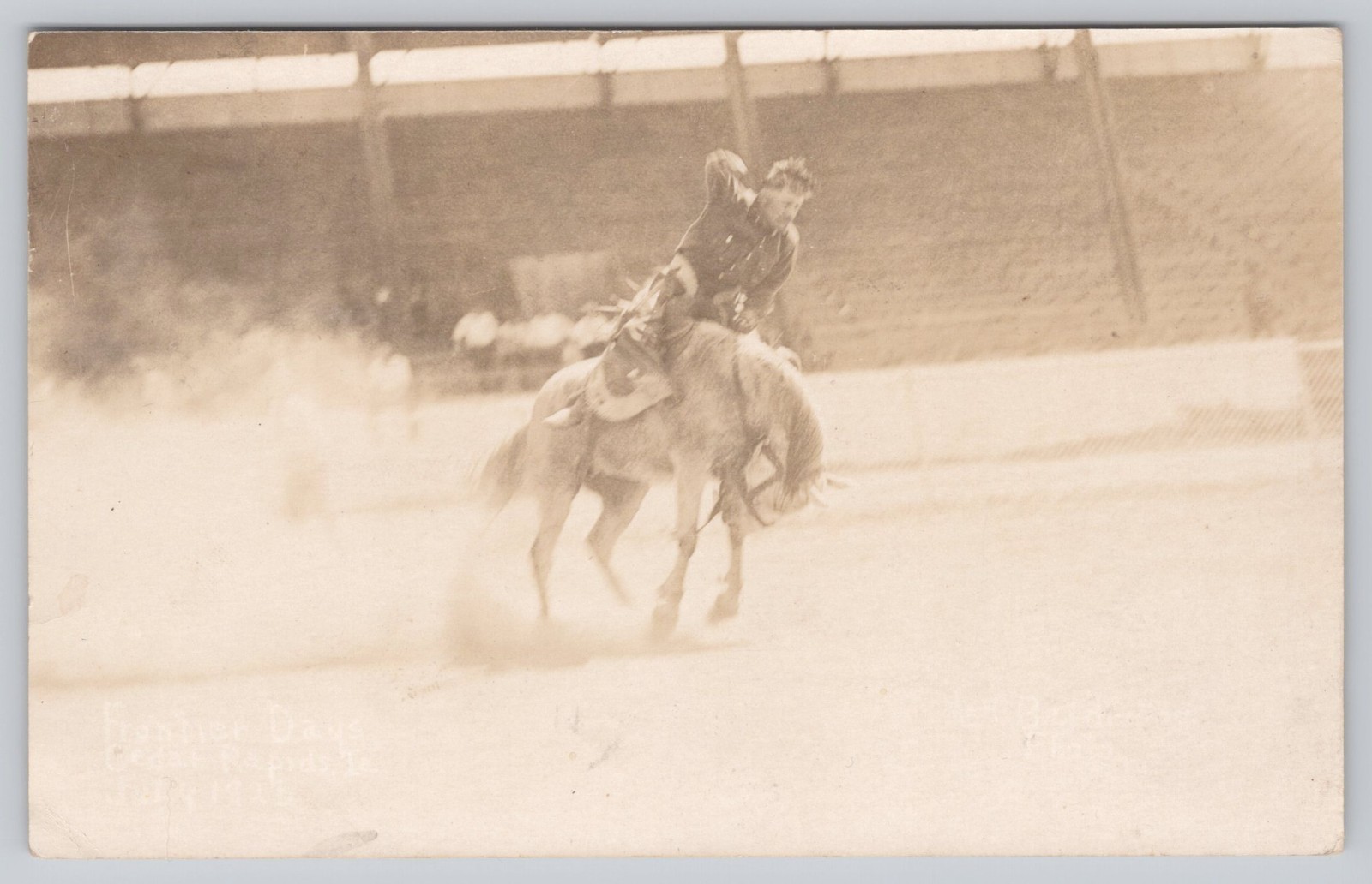 Cedar Rapids Iowa Frontier Days Rodeo Bronc Riding 1925 RPPC Real Photo Postcard