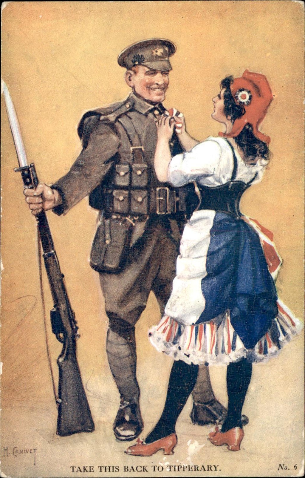 Soldier and Irish girl Humor D. M. Co. Ltd c1900s-10s Vintage Postcard