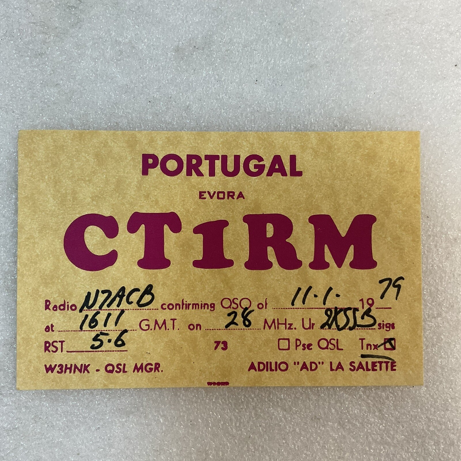 QSL Short Wave Ham Radio Card CT1RM ADILIO Ad La Salette Dvorak Portugal QSL Short Wave Ham Radio Card CT1RM ADILIO Ad La Salette Dvorak Portugal