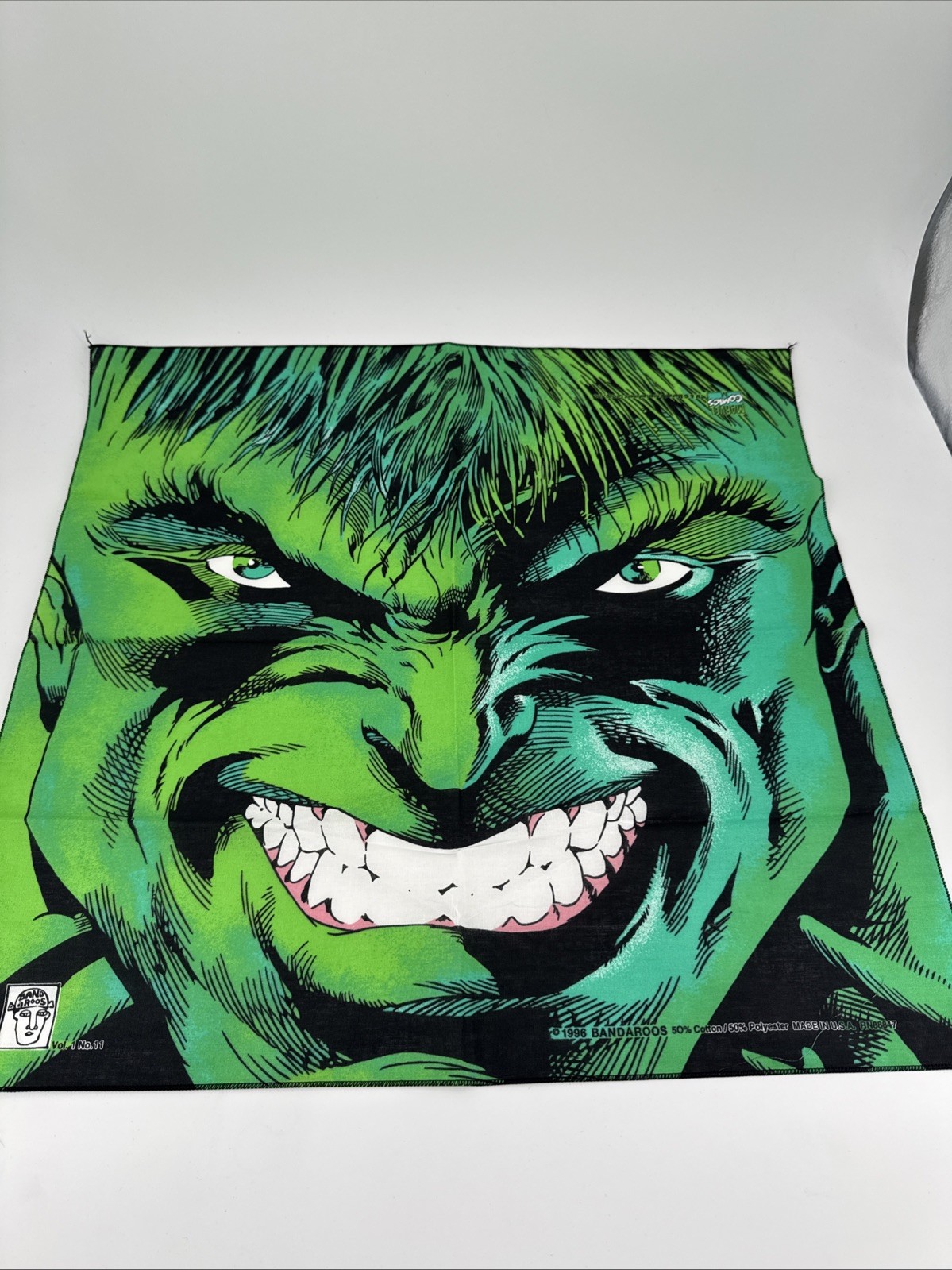 Vintage Incredible Hulk Bandana Bandaroos Handkerchief 90s Marvel 1993 Vintage Incredible Hulk Bandana Bandaroos Handkerchief 90s Marvel 1993