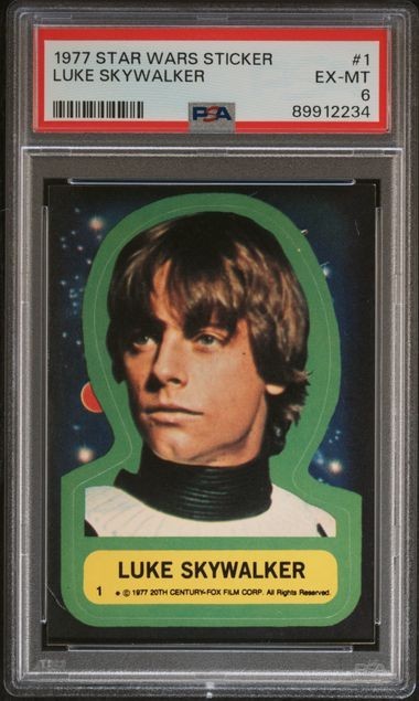 1977 Topps Star Wars STICKER Luke Skywalker #1 PSA 6 *SC702* 1977 Topps Star Wars STICKER Luke Skywalker #1 PSA 6 *SC702*