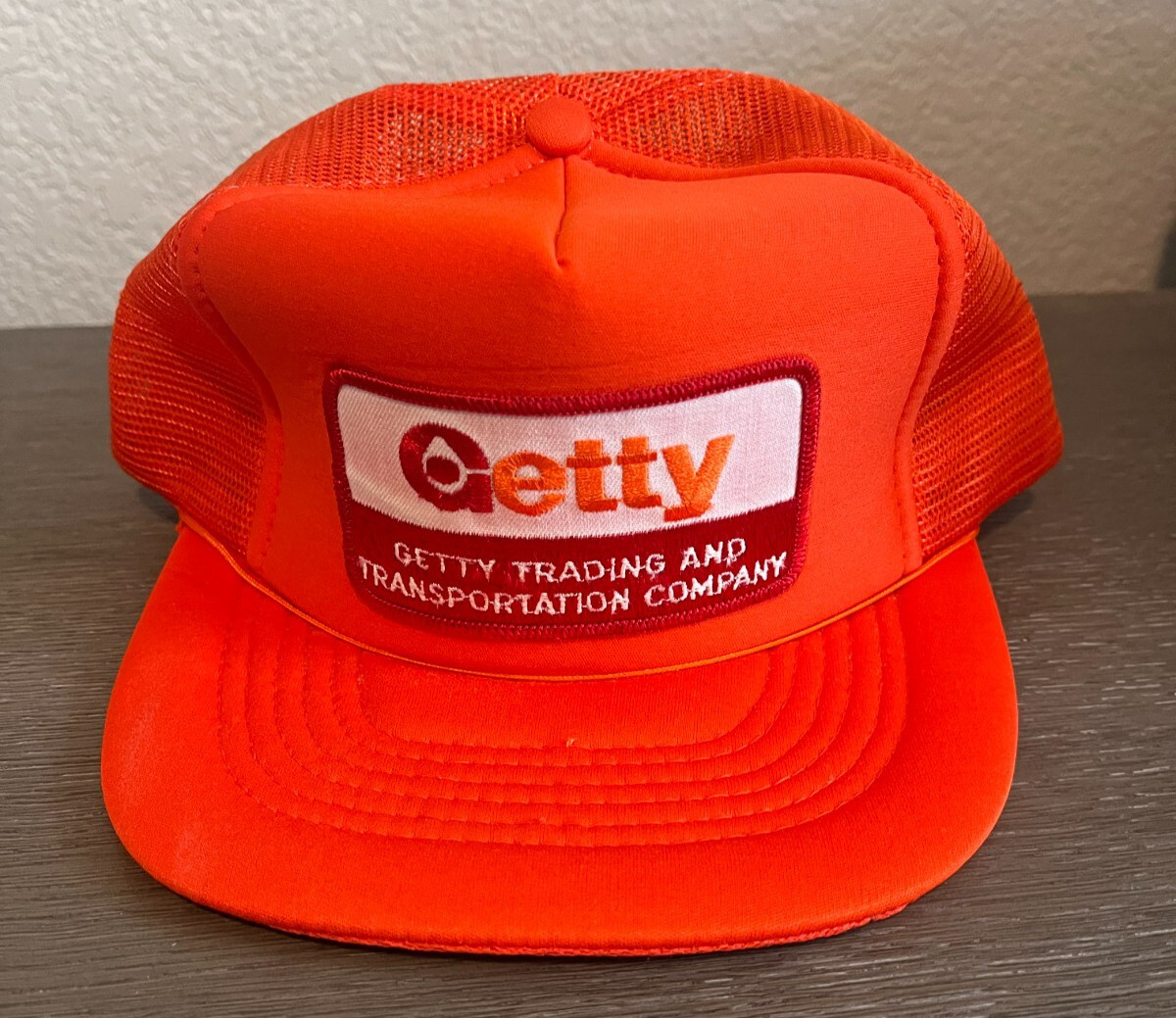 Vintage Getty Trading & Transportation Orange Snapback Trucker Hat Vintage Getty Trading & Transportation Orange Snapback Trucker Hat