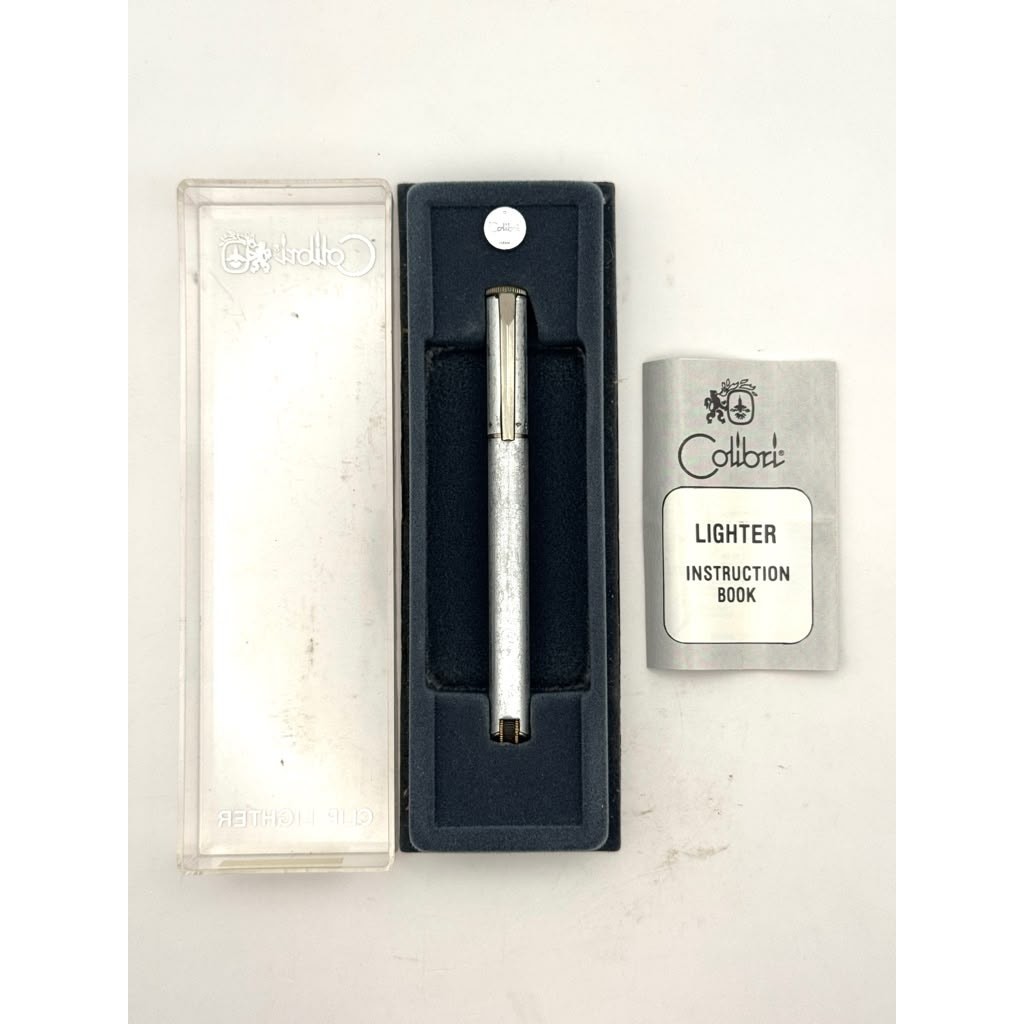 Colibri PTR1465 Clip Lighter Silver Pen Style Case Instructions Japan Vintage Colibri PTR1465 Clip Lighter Silver Pen Style Case Instructions Japan Vintage