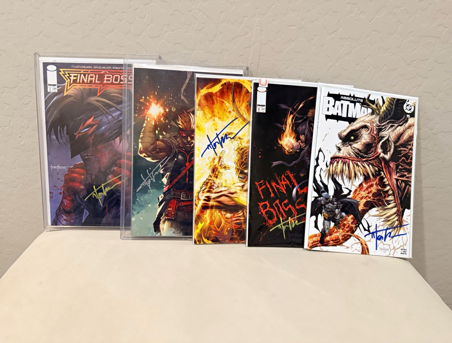 Final Boss Signed Comic Lot w/ COA + Absolute Batman #15 Signed Tyler Kirkham Final Boss Signed Comic Lot w/ COA + Absolute Batman #15 Signed Tyler Kirkham