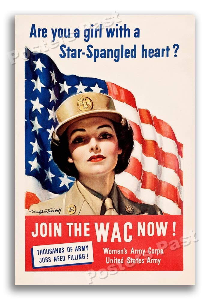 1940s “Join the WAC now” WWII Historic Propaganda War Poster - 16x24 1940s “Join the WAC now” WWII Historic Propaganda War Poster - 16x24