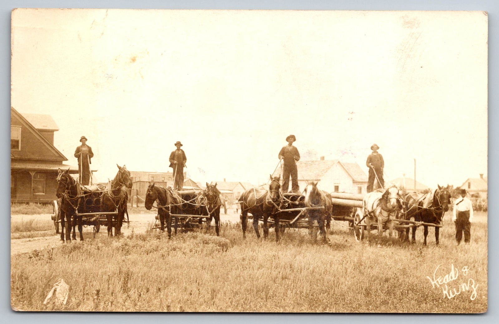 Council Hill Oklahoma Pipeline Oil Workers RPPC Horse Wagons 1915 Photo Postcard Council Hill Oklahoma Pipeline Oil Workers RPPC Horse Wagons 1915 Photo Postcard