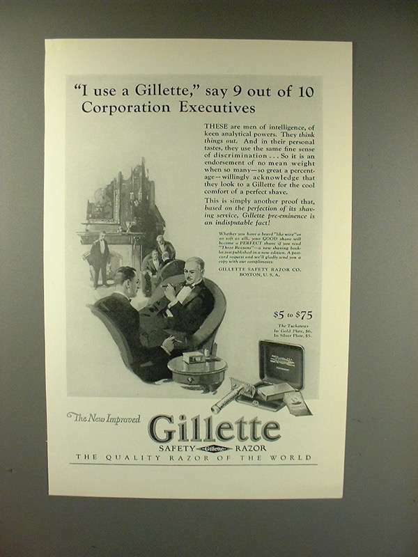 1926 Gillette Tuckaway Razor Ad, Corporation Executives