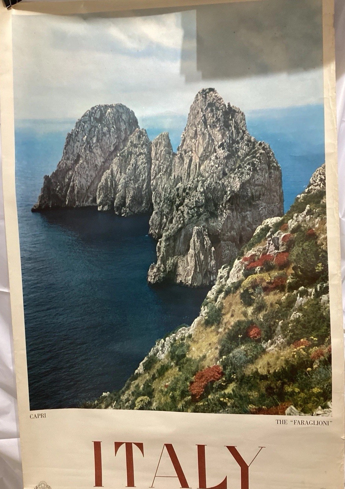 Original 1960 ENIT Italy Capri Faraglioni Vintage Italian Travel Poster 24x38 Original 1960 ENIT Italy Capri Faraglioni Vintage Italian Travel Poster 24x38