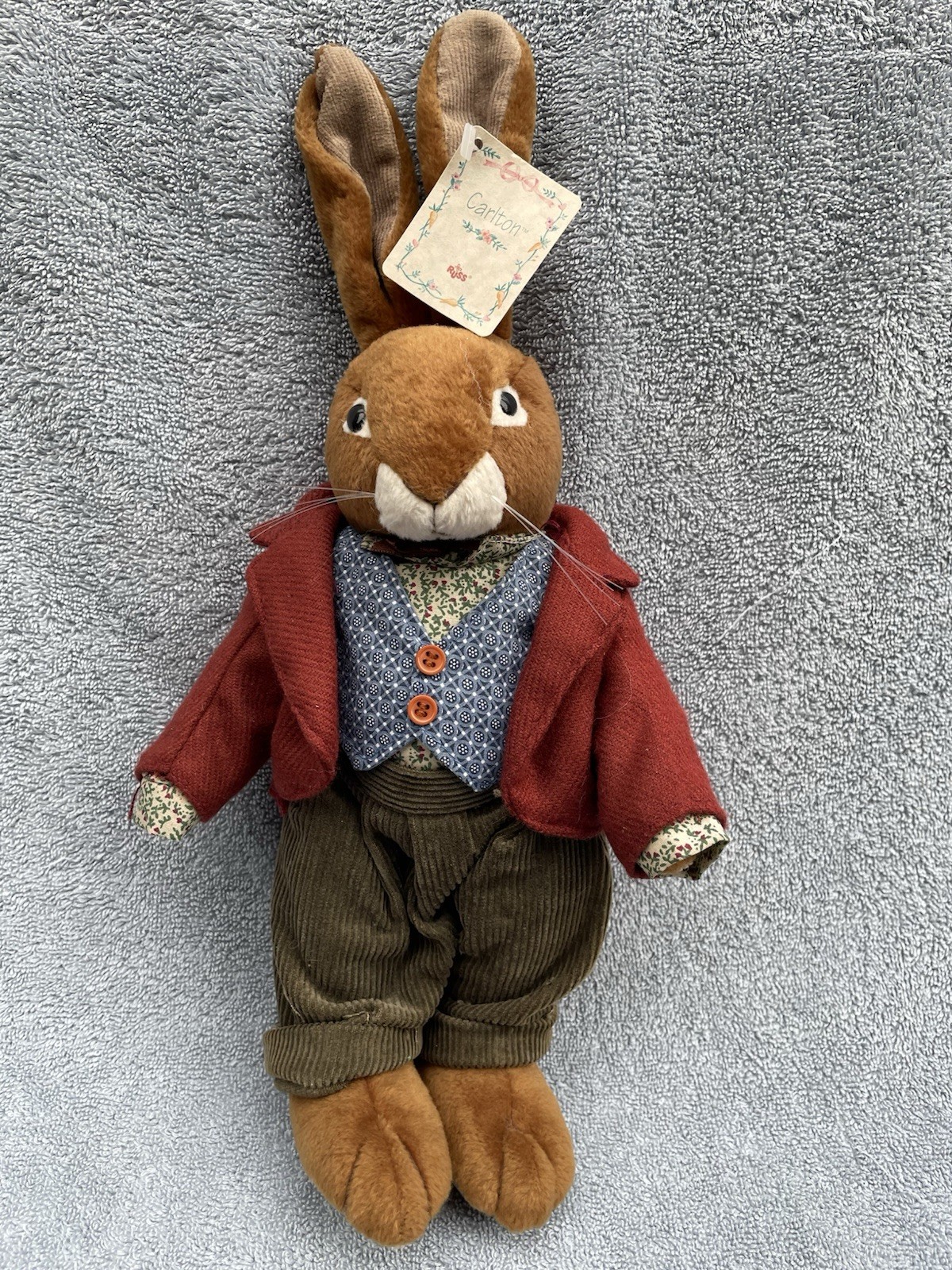 Russ Carlton Bunny Rabbit Vintage Toy Plush Animal NWT Fully Dressed Adorable Russ Carlton Bunny Rabbit Vintage Toy Plush Animal NWT Fully Dressed Adorable