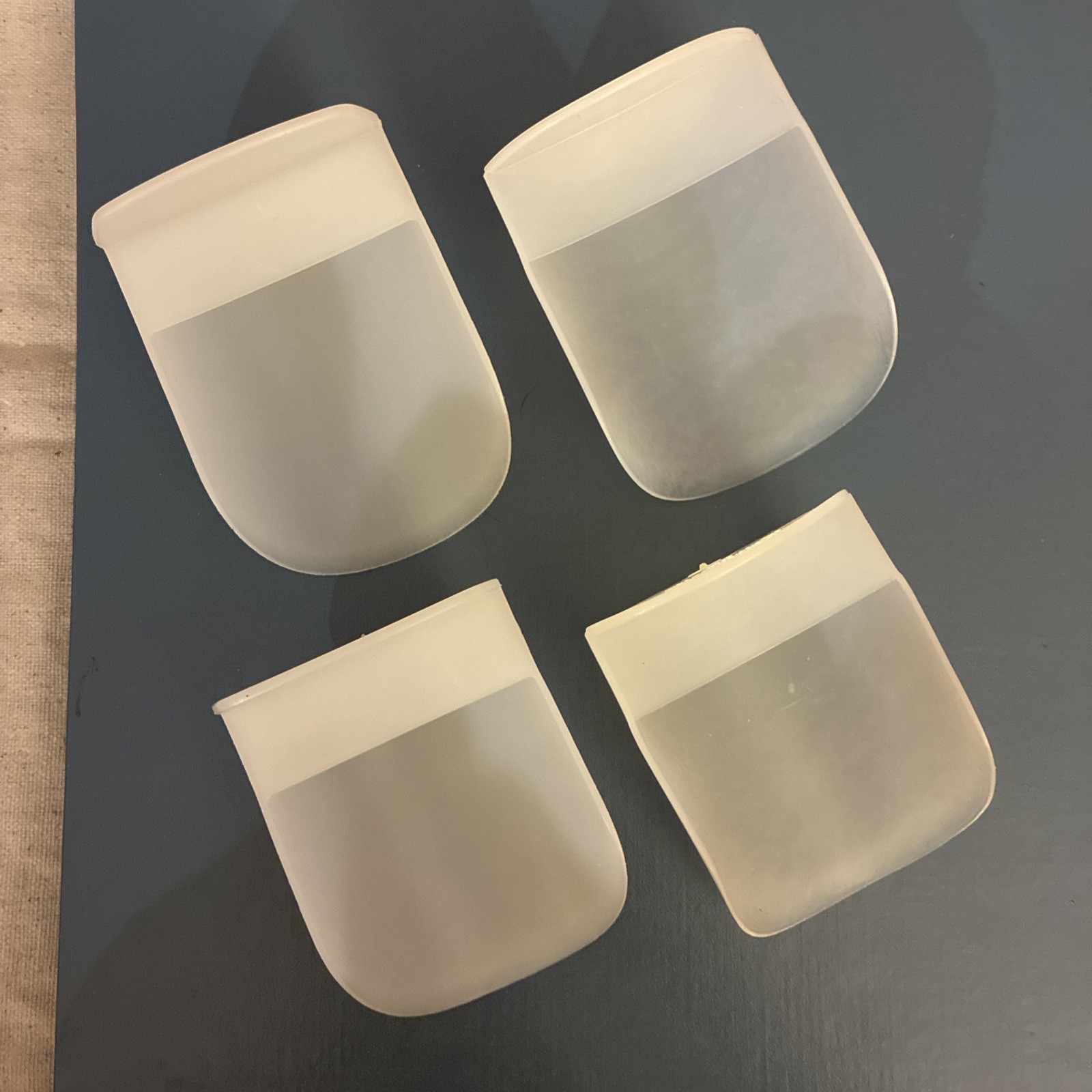 4 VTG Tupperware Clear White Plastic Sugar Flour Rocker Scoop 