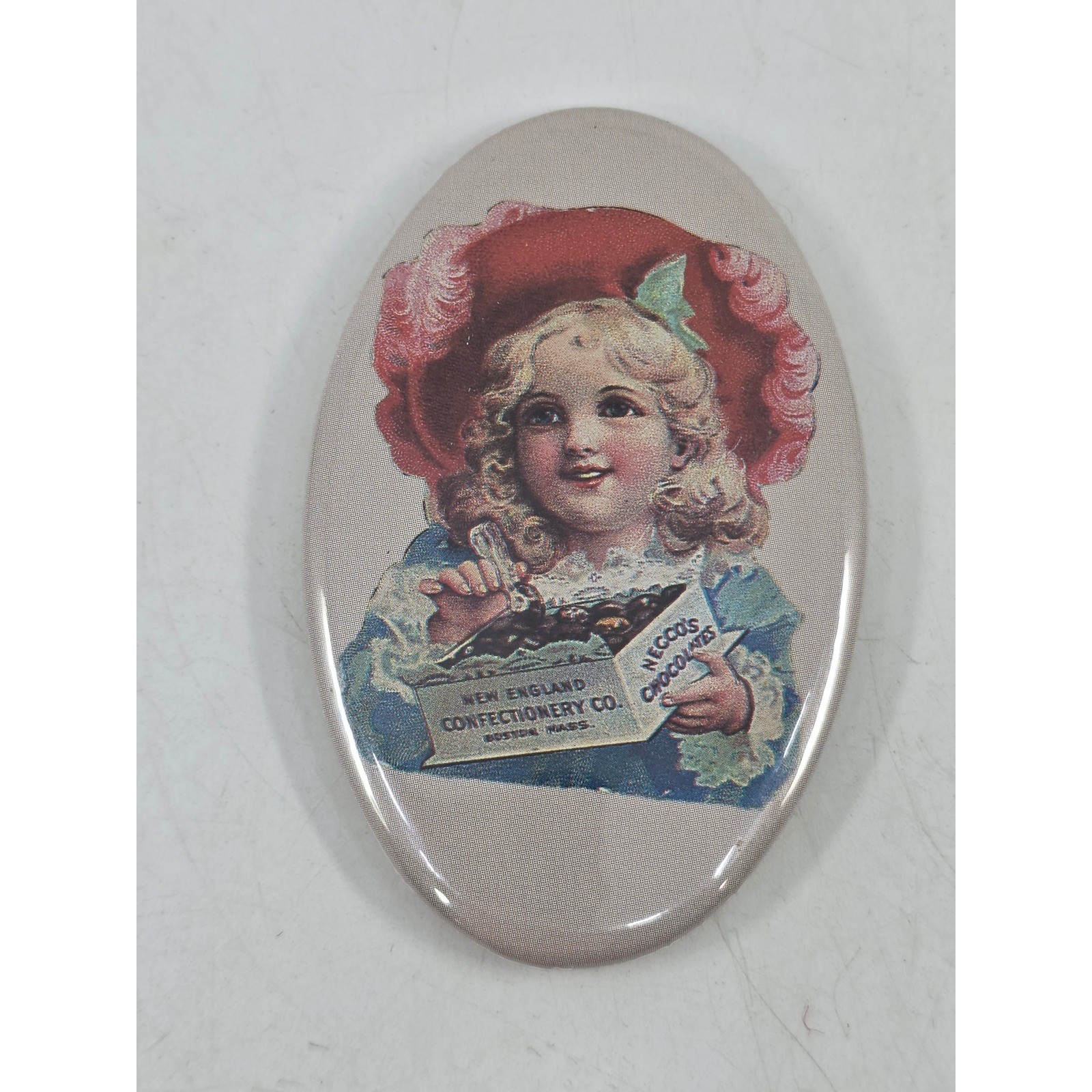 Vintage Necco\'s Chocolates New England Confectionery Co Oval Pocket Mirror
