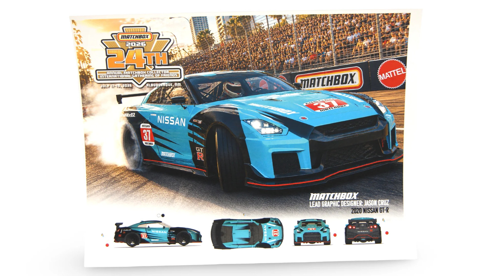Matchbox Gathering 2026 Jason Cruz Nissan GT-R Designer Poster A4 Albuquerque