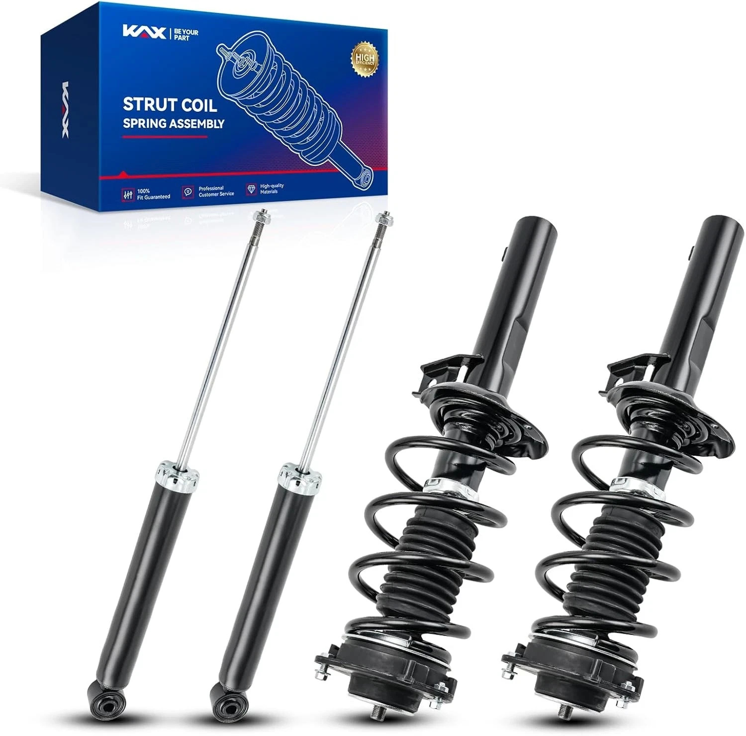 KAX Complete 4 Piece Front and Rear Strut Assembly Kit for 2010-2014 Volkswagen