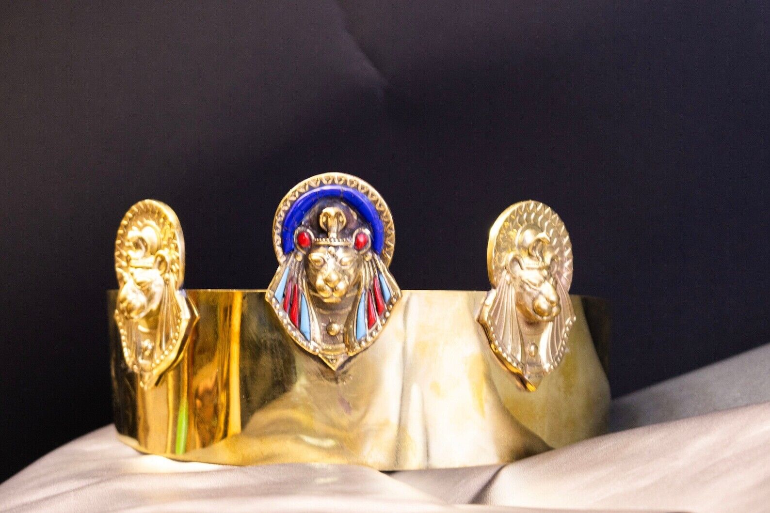 Egyptian crown with Sekhmet Goddess, made in Egypt with care and love