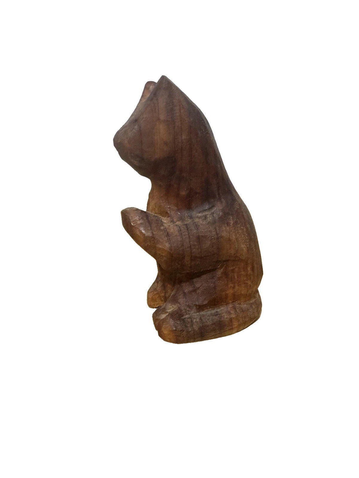 Vintage Cat Figurine Hand Carved Wooden Kitty Mid Century Paw Up Sitting Vintage Cat Figurine Hand Carved Wooden Kitty Mid Century Paw Up Sitting